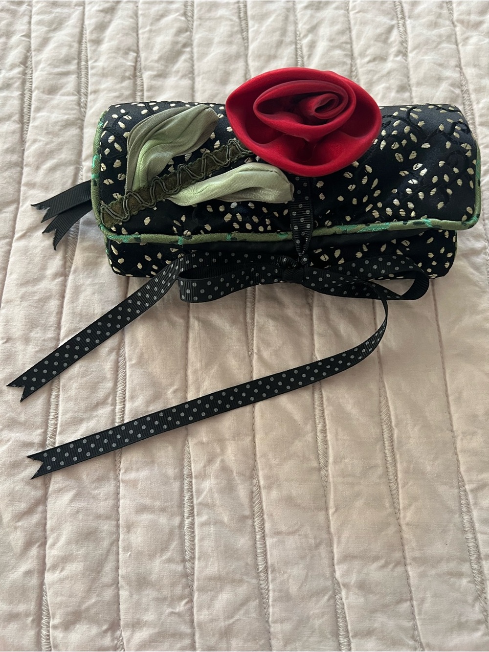 Jewelry Travel Case with Red Rose Accent
